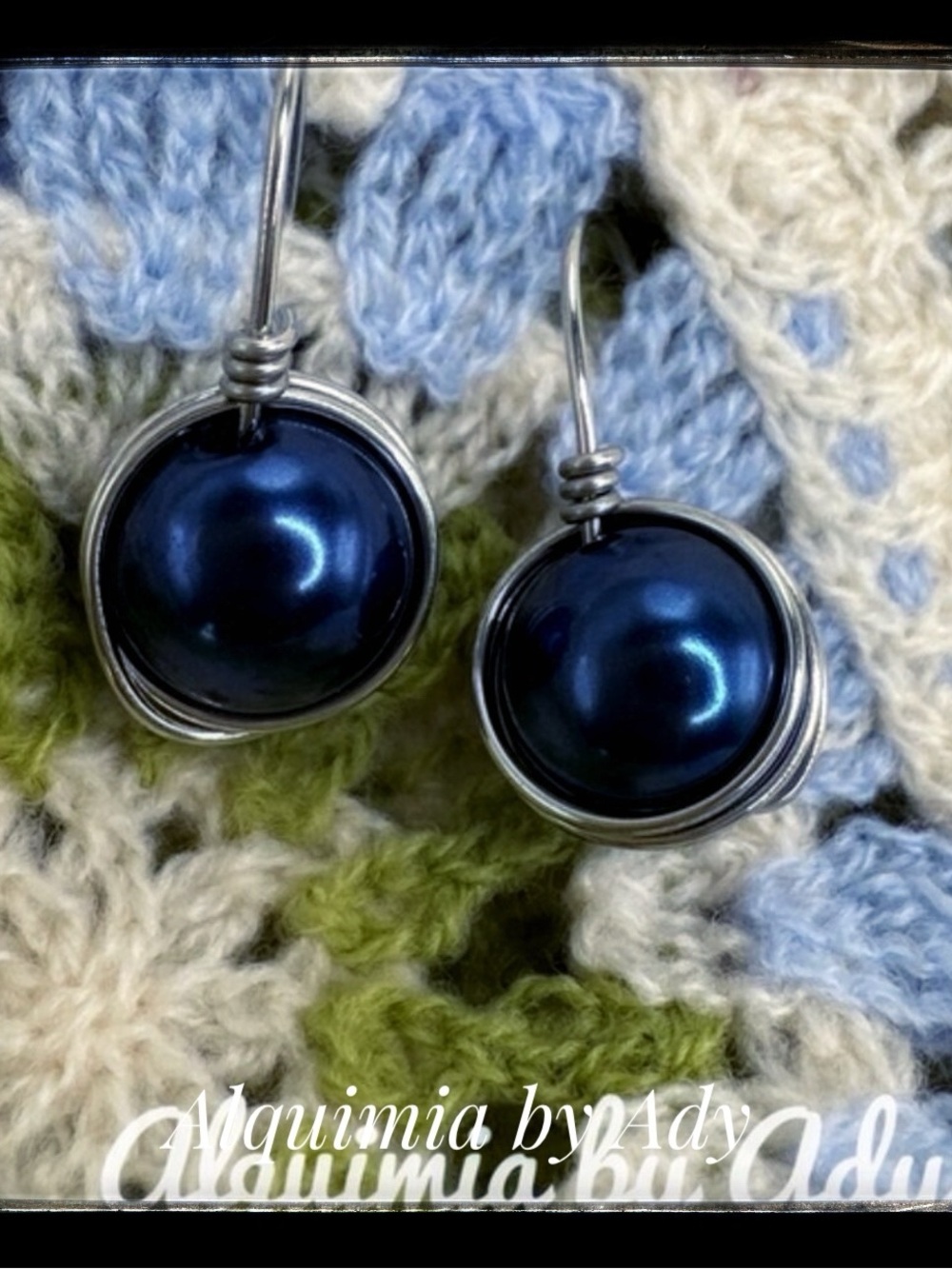 Alquimia Navy Pearl Drop Earrings